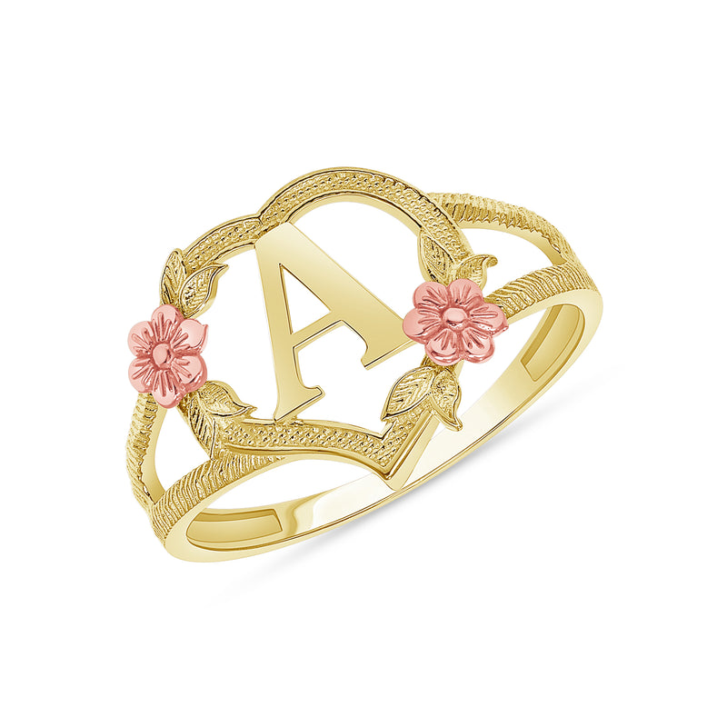 Heart Initial Ring in Solid Gold