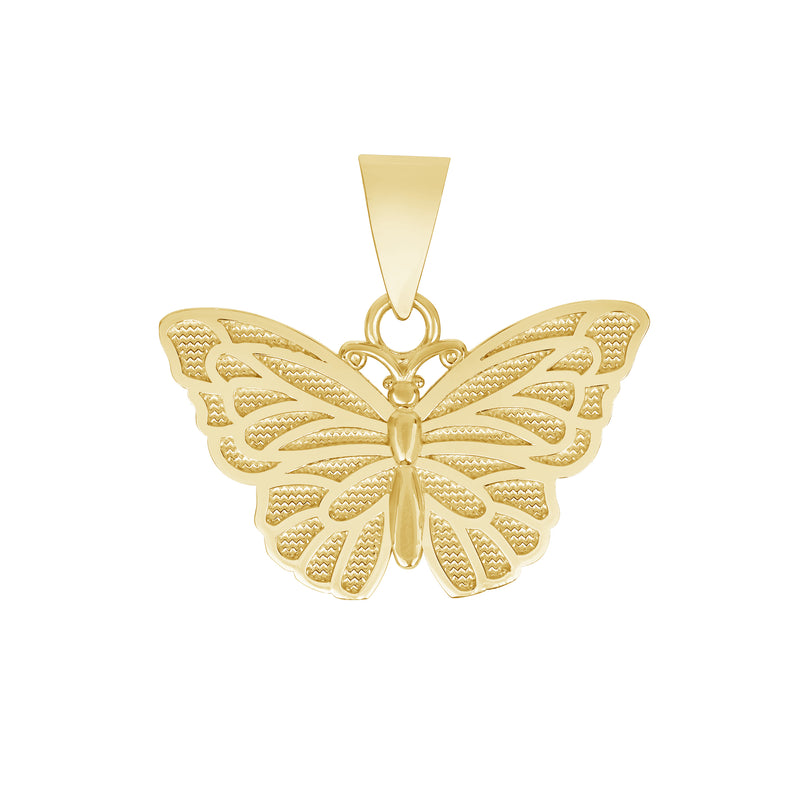 Butterfly Charm Pendant Necklace in Solid Gold