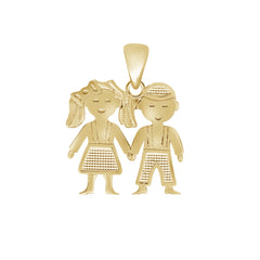 Toddler Girl and Boy Pendant Necklace in Solid Gold