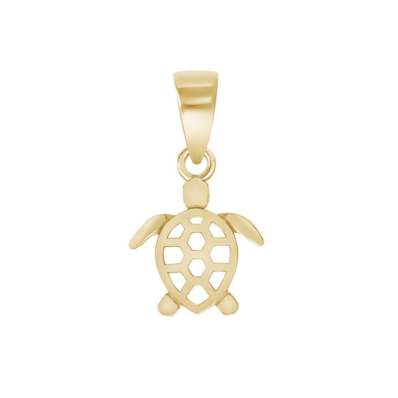 Turtle Charm Pendant Necklace in Solid Gold