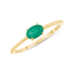 Oval Shaped Genuine Birthstone Solitaire Ring in Solid Gold