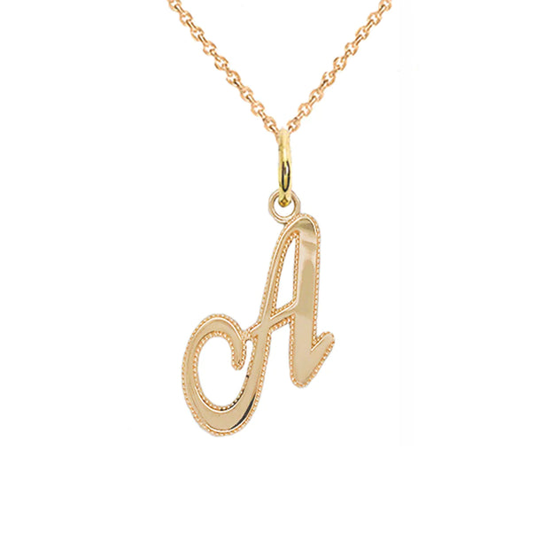 Cursive Initial Pendant Necklace in Solid Gold Takar Jewelry