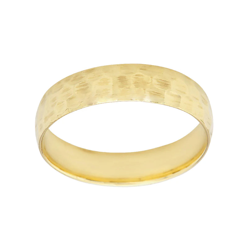 Hammered Band Ring in Solid Gold