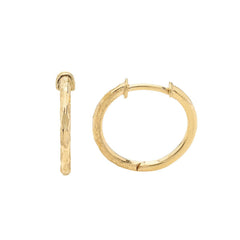 Hammered-Style Huggie Hoop Earrings in Solid Gold