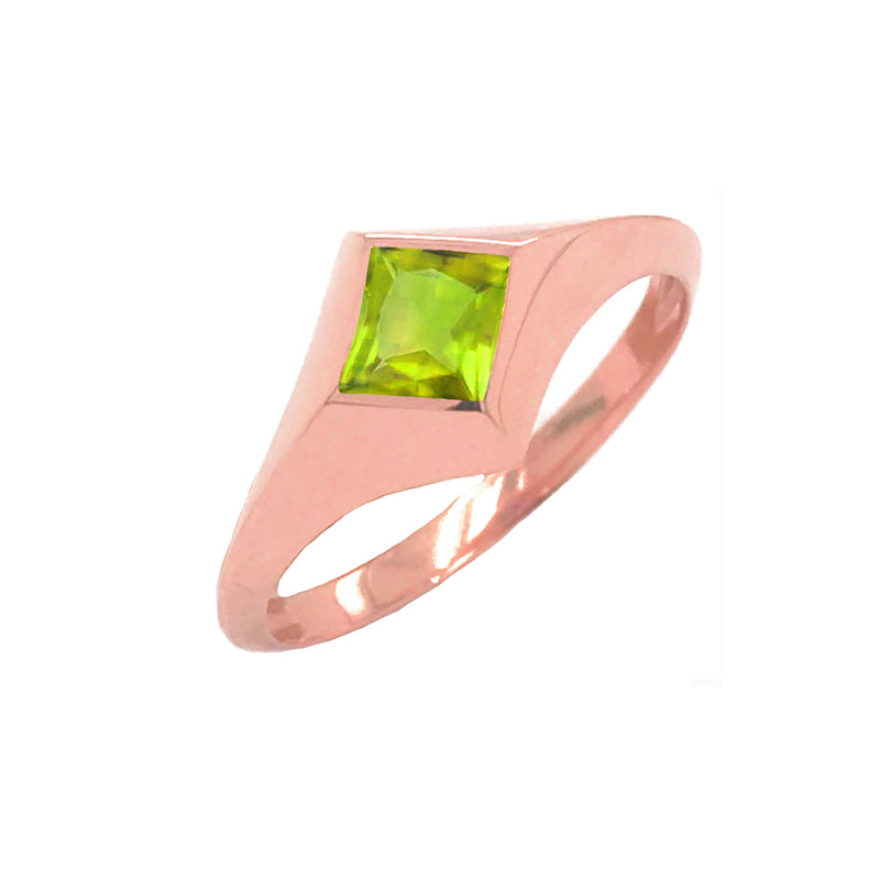 Solitaire Princess-Cut Peridot Ring in Rose Gold