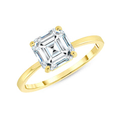 Asscher-Cut CZ Solitaire Engagement Ring in Solid Gold