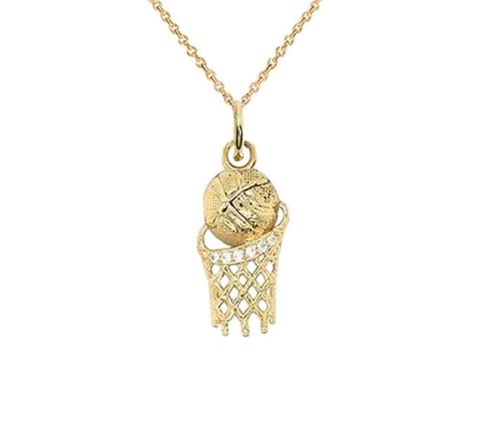 Gold chain deals with basketball pendant