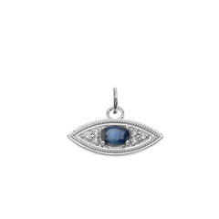 Sapphire & Diamond Evil Eye Solid Gold Pendant