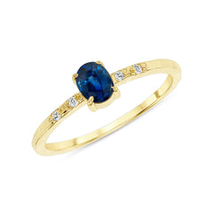 Diamond & Oval Sapphire Stackable Ring in Solid Gold