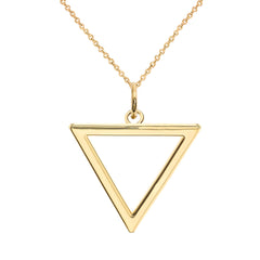 Open Triangle Outline Charm Pendant/Necklace in Solid Gold