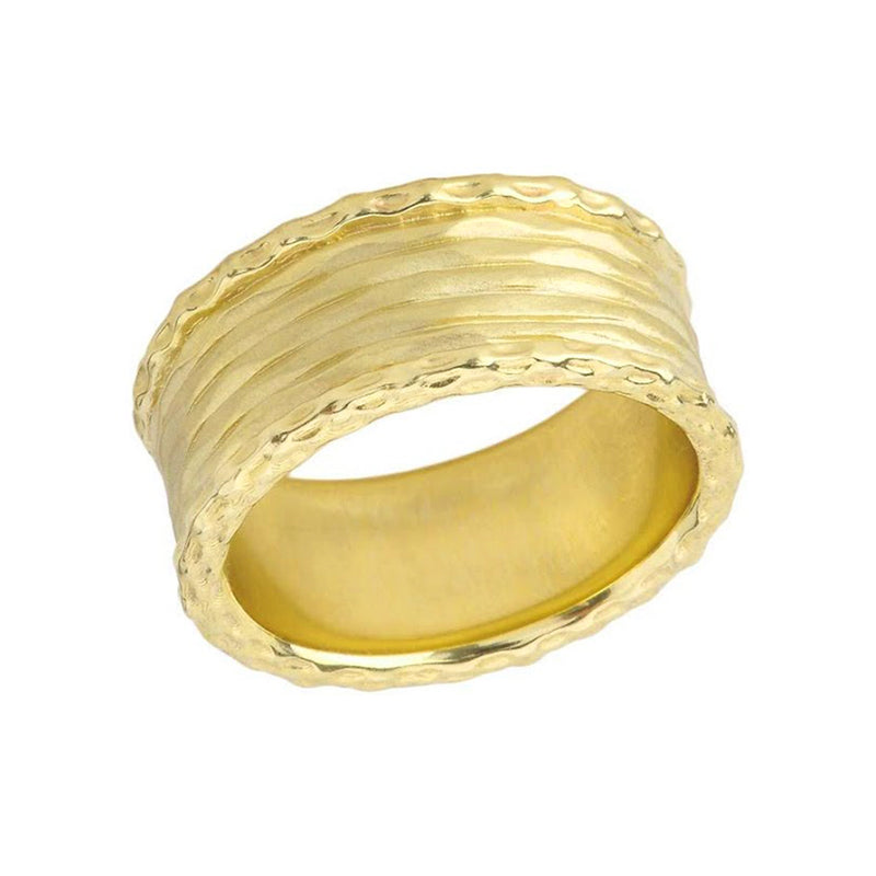 Unique Textured Statement Band Ring in Solid Gold