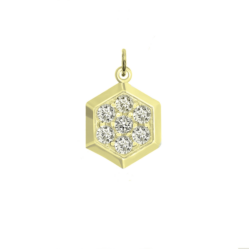 Honeycomb Diamond Necklace/Pendant In Solid Gold