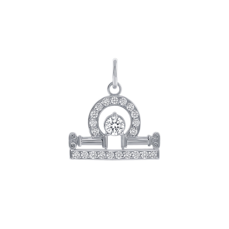 Libra Zodiac Diamond Pendant/Necklace in Solid Gold