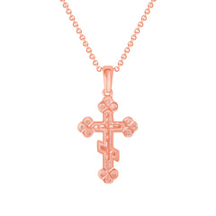 Orthodox Cross Pendant Necklace in Solid Gold (Medium)