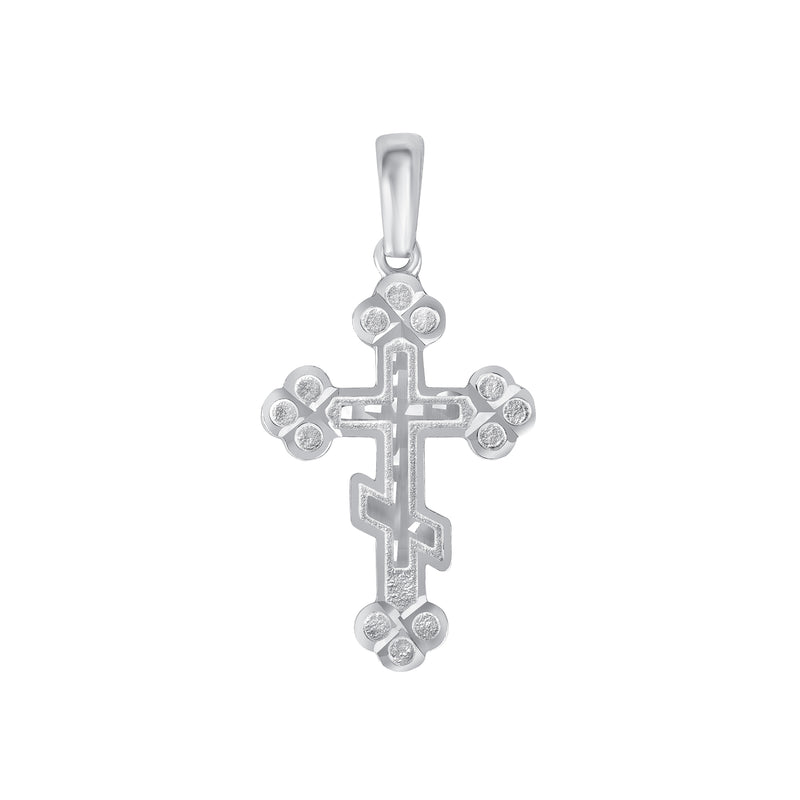 Orthodox Cross Pendant Necklace in Solid Sterling Silver (Medium)