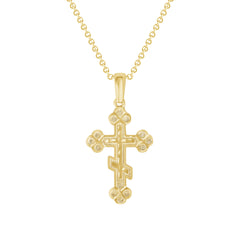 Orthodox Cross Pendant Necklace in Solid Gold (Medium)