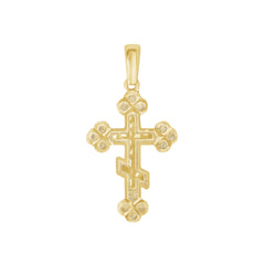 Orthodox Cross Pendant Necklace in Solid Gold (Medium)