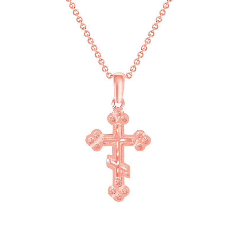 Orthodox Cross Pendant Necklace in Solid Gold (Small)