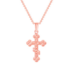 Orthodox Cross Pendant Necklace in Solid Gold (Small)