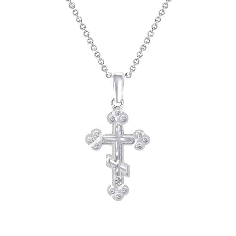 Orthodox Cross Pendant Necklace in Solid Sterling Silver (Small)