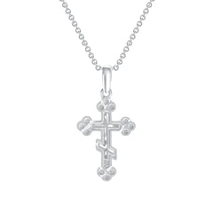 Orthodox Cross Pendant Necklace in Solid Gold (Small)