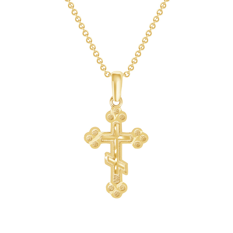 Orthodox Cross Pendant Necklace in Solid Gold (Small)