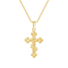 Orthodox Cross Pendant Necklace in Solid Gold (Small)