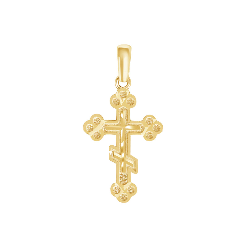 Orthodox Cross Pendant Necklace in Solid Gold (Small)