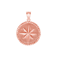 The North Star Round Rope Charm Pendant Necklace in Solid Gold