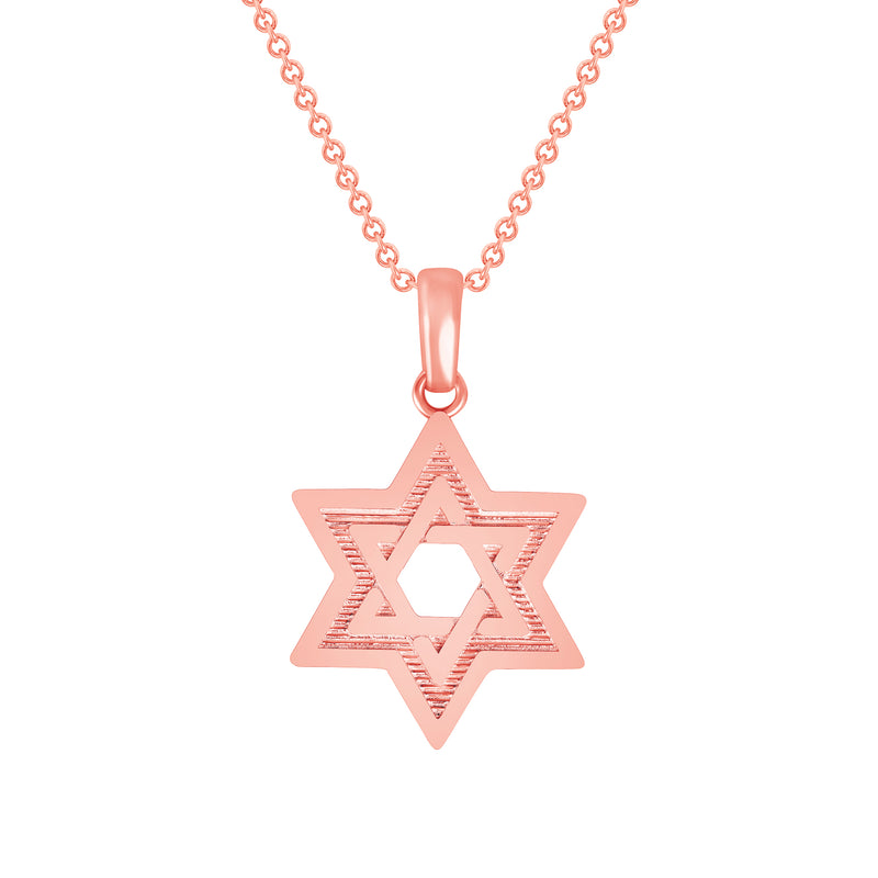 Open Jewish Star of David Pendant Necklace in Solid Gold