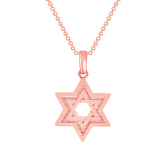 Open Jewish Star of David Pendant Necklace in Solid Gold