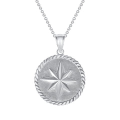 The North Star Round Rope Charm Pendant Necklace in Sterling Silver