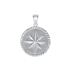 The North Star Round Rope Charm Pendant Necklace in Sterling Silver