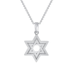 Open Jewish Star of David Pendant Necklace in Solid Gold