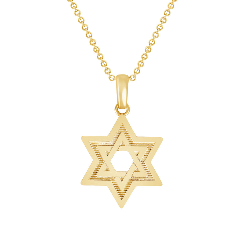 Open Jewish Star of David Pendant Necklace in Solid Gold