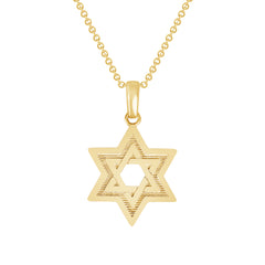 Open Jewish Star of David Pendant Necklace in Solid Gold