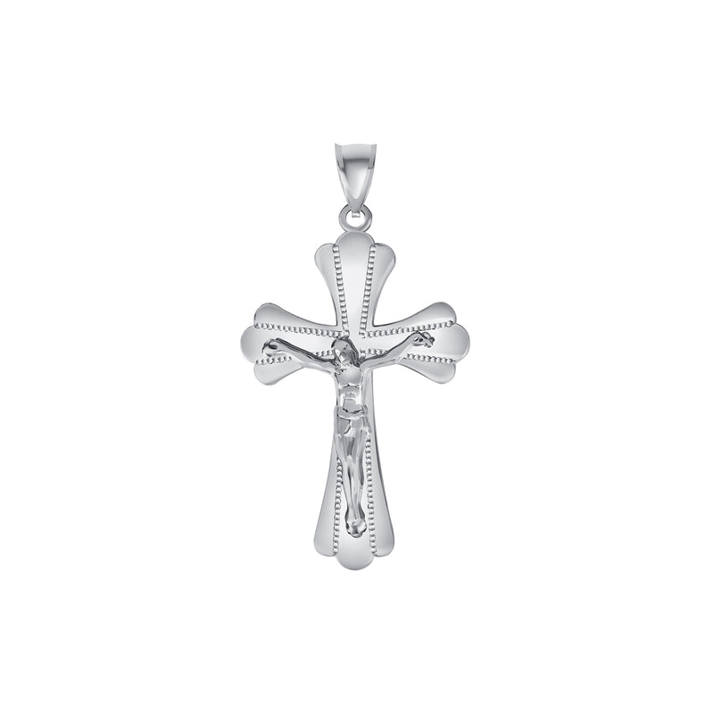 Jesus Crucifix Cross Pendant Necklace in Solid Sterling Silver