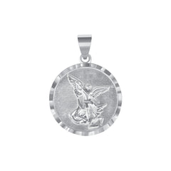 Saint Michael the Archangel Charm Pendant Necklace in Solid Sterling Silver