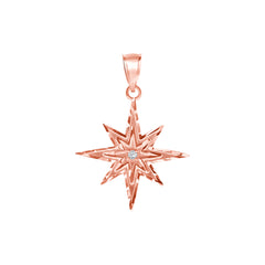 Diamond-Accented North Star Charm Pendant Necklace in Solid Gold