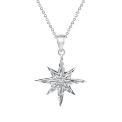 Diamond-Accented North Star Charm Pendant Necklace in Solid Gold