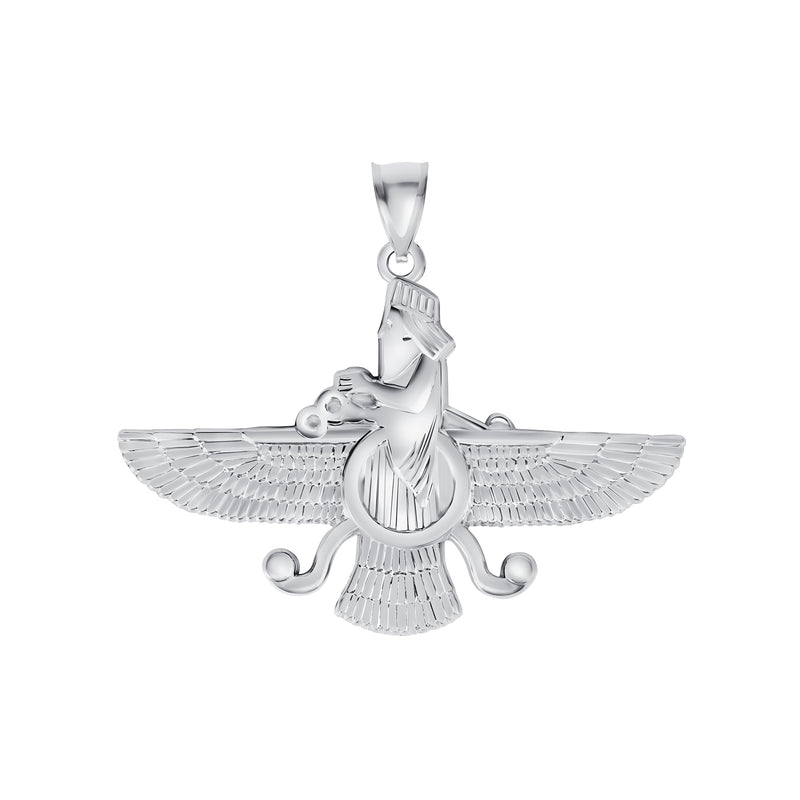 Faravahar Symbol Pendant Necklace in Solid Gold