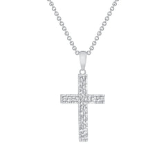 Nugget-Style Christian Cross Pendant Necklace in Solid Gold