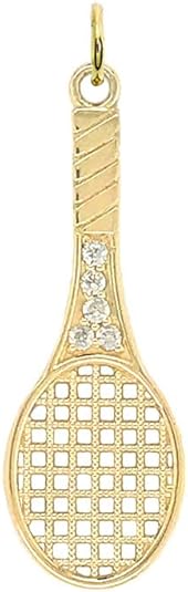 Tennis Racket Pendant Necklace for Women – Gold Plated 925 Sterling Silver Necklace with Cubic Zirconia