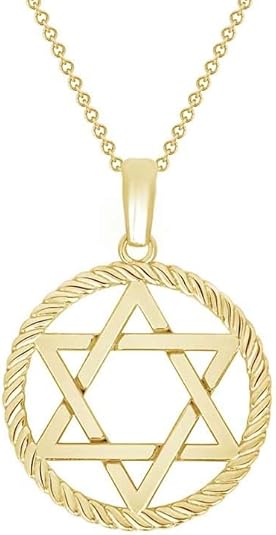 Gold Plated Rope Star of David Pendant Charm - Jewish Symbol Pendant In Vermeil
