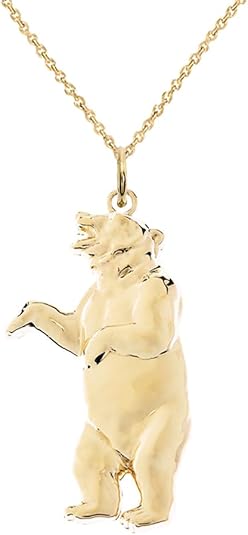 Grizzly Bear Pendant Necklace - Gold Plated Sterling Silver/ Vermeil Bear Pendant Necklace