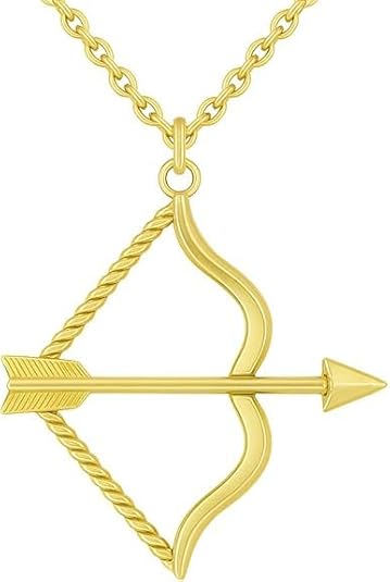 Gold Plated Archery Pendant – 925 Sterling Silver Gold Plated/ Vermeil Bow and Arrow Pendant Necklace