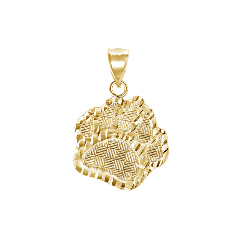 Diamond-Cut Paw Print Pendant Necklace in Solid Gold