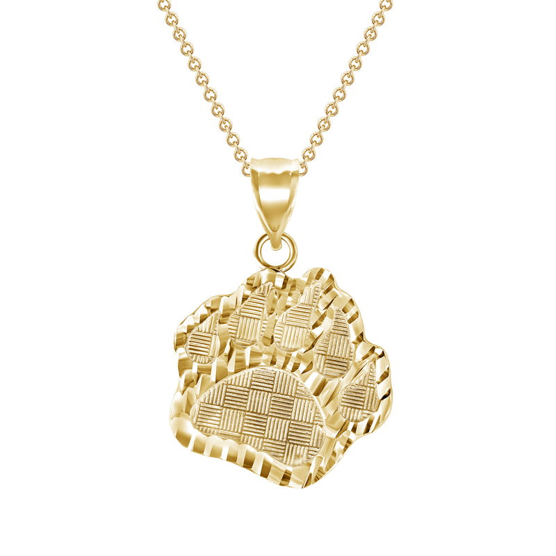 Dog/Bear Paw Pendant Necklace in Solid Gold