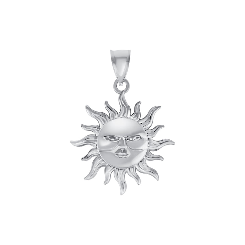 Sun Face Pendant Necklace in Solid Sterling Silver