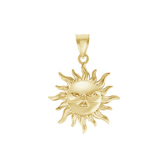 Sun Face Pendant Necklace in Solid Gold